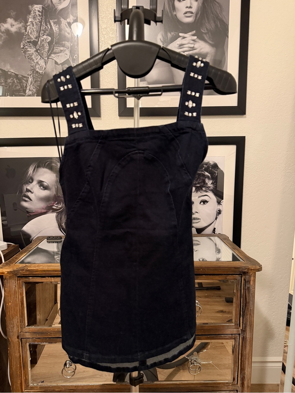 Free People Black Stud-Embellished Mini Dress